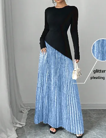 Rochie lunga SHEIN, negru/albastru