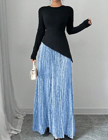 Rochie lunga SHEIN, negru/albastru