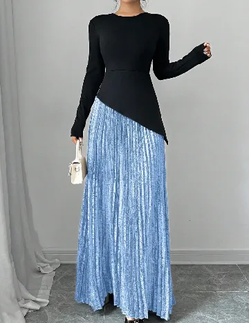 Rochie lunga SHEIN, negru/albastru