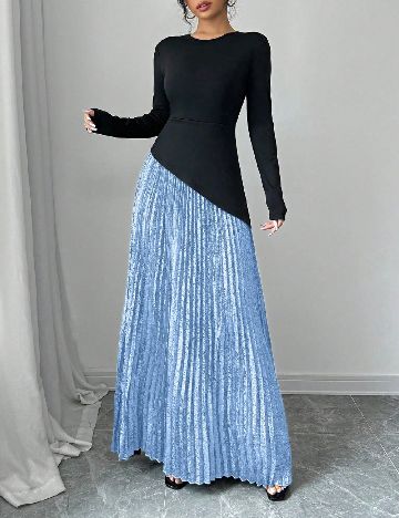 Rochie lunga SHEIN, negru/albastru