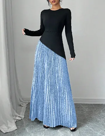 Rochie lunga SHEIN, negru/albastru