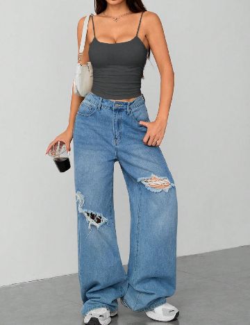 Top SHEIN, gri inchis