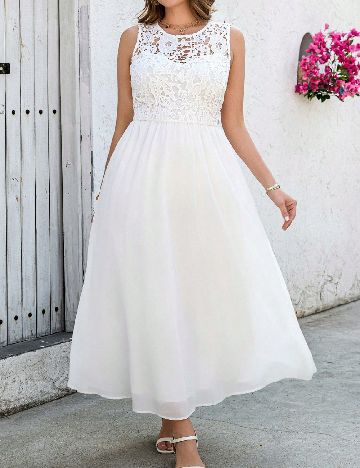 Rochie lunga SHEIN CURVE, alb