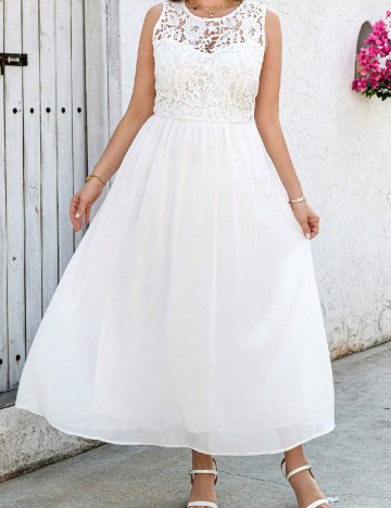 Rochie lunga SHEIN CURVE, alb
