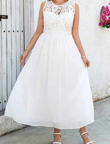 Rochie lunga SHEIN CURVE, alb