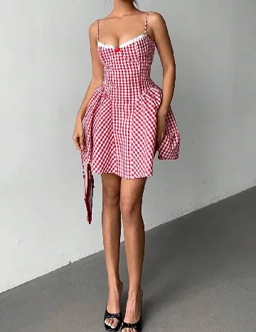 Rochie scurta SHEIN, rosu/alb