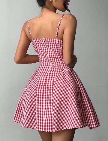 Rochie scurta SHEIN, rosu/alb