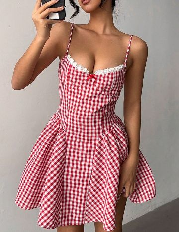 Rochie scurta SHEIN, rosu/alb