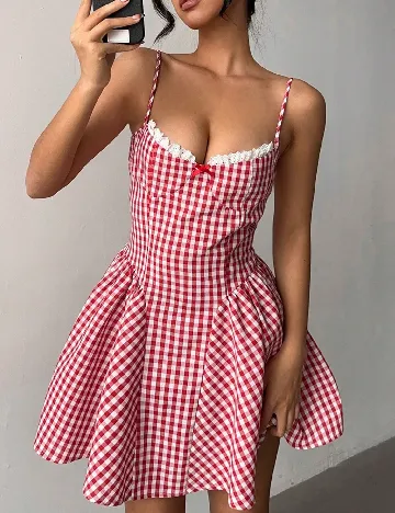 Rochie scurta SHEIN, rosu/alb