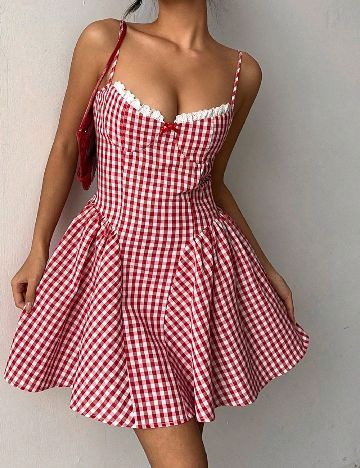 Rochie scurta SHEIN, rosu/alb