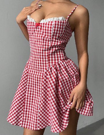 Rochie scurta SHEIN, rosu/alb