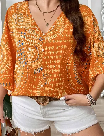 Camasa SHEIN CURVE, portocaliu