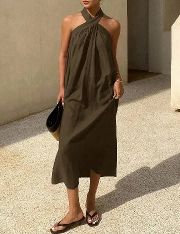 Rochie medie Dazy, kaki