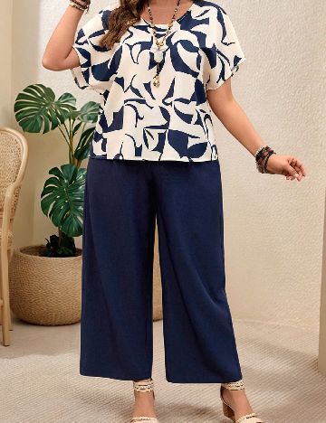 Compleu SHEIN CURVE, bleumarin/crem