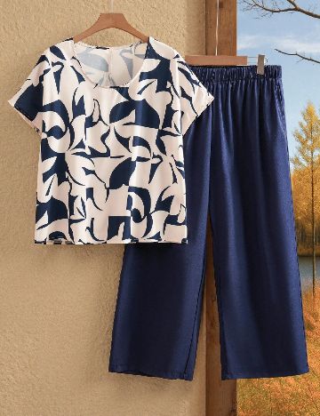 Compleu SHEIN CURVE, bleumarin/crem