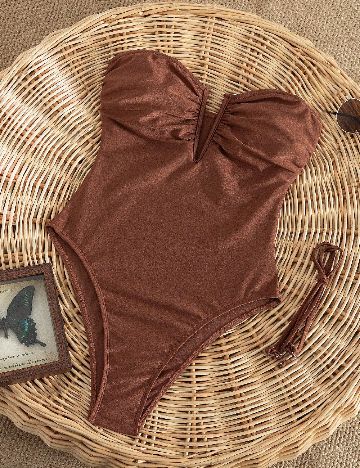 Costum de baie SHEIN, maro