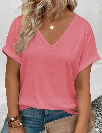 Tricou SHEIN CURVE, roz