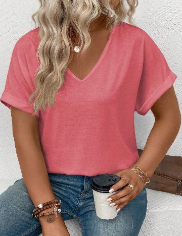 Tricou SHEIN CURVE, roz