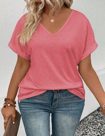 Tricou SHEIN CURVE, roz