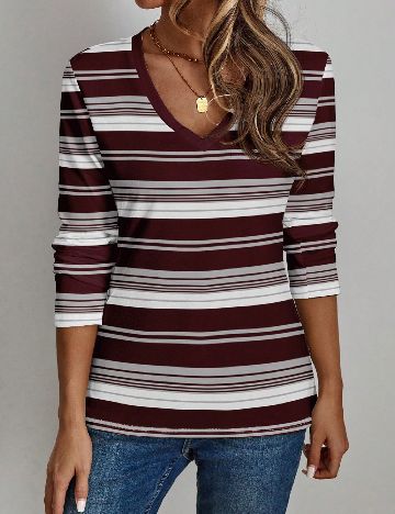 Bluza SHEIN, alb/maro