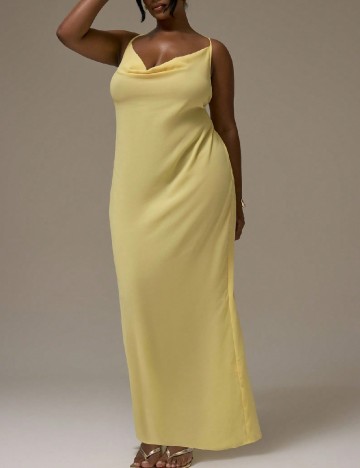 Rochie lunga Musera Plus Size, galben