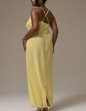 Rochie lunga Musera Plus Size, galben