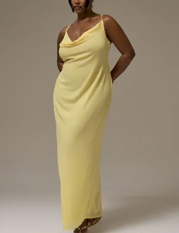 Rochie lunga Musera Plus Size, galben