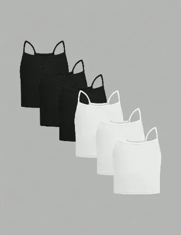 Set Maiouri 6 bucati Shein Kids, alb/negru