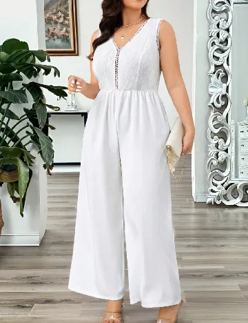 Salopeta SHEIN CURVE, alb