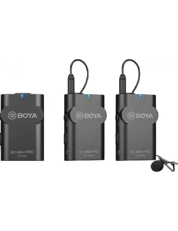 Set microfoane si lavaliera wireless Boya, negru