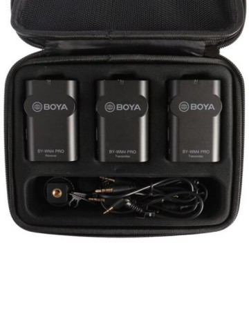 Set microfoane si lavaliera wireless Boya, negru