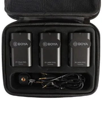 Set microfoane si lavaliera wireless Boya, negru