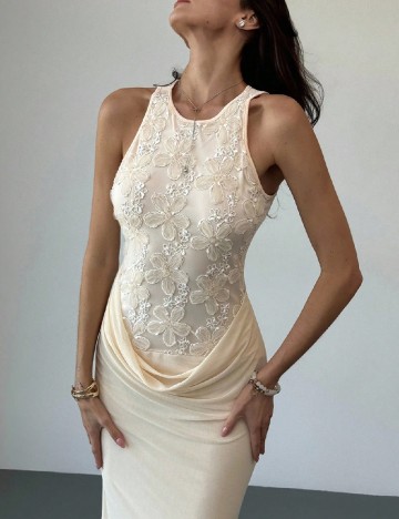 Rochie lunga SHEIN, crem