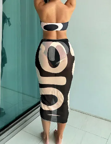 Costum de baie SHEIN, crem/negru