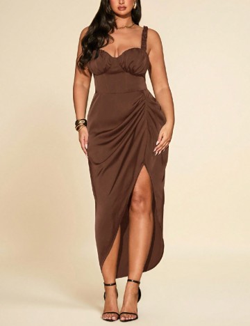 Rochie medie SHEIN CURVE, maro