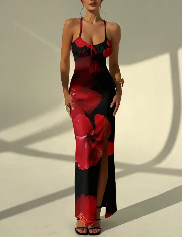 Rochie lunga SHEIN, rosu/negru