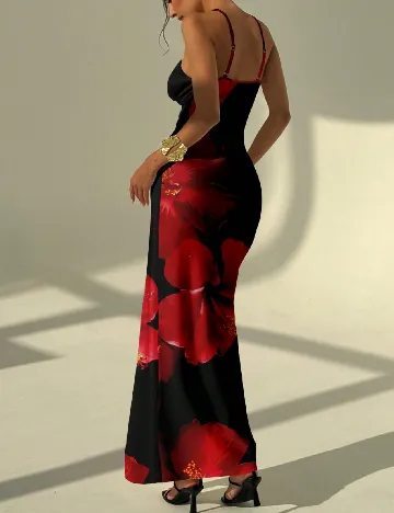 Rochie lunga SHEIN, rosu/negru