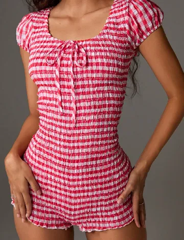 Salopeta SHEIN, alb/rosu