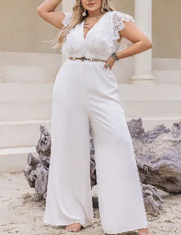 Salopeta SHEIN CURVE, alb