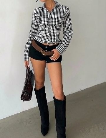 Camasa SHEIN, alb/negru