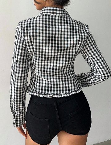 Camasa SHEIN, alb/negru