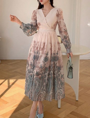 Rochie lunga Dazy, floral print