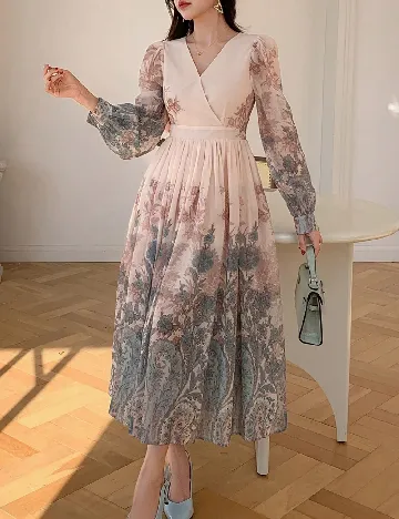 Rochie lunga Dazy, floral print