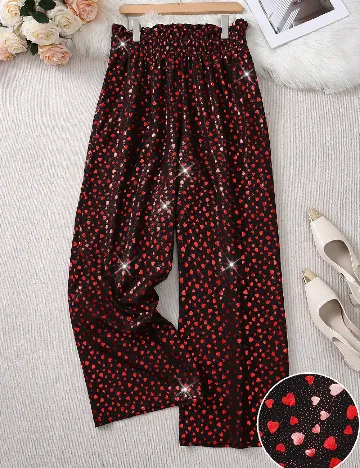 Pantaloni SHEIN CURVE, negru/rosu