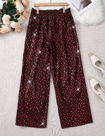 Pantaloni SHEIN CURVE, negru/rosu