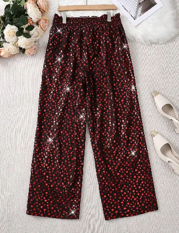 Pantaloni SHEIN CURVE, negru/rosu