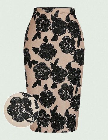 Fusta SHEIN CURVE, crem/negru