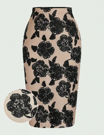 Fusta SHEIN CURVE, crem/negru