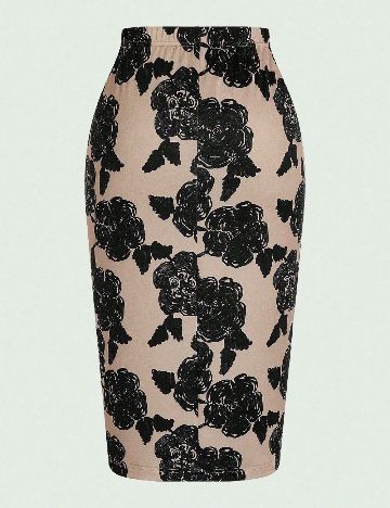 Fusta SHEIN CURVE, crem/negru