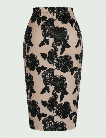 Fusta SHEIN CURVE, crem/negru